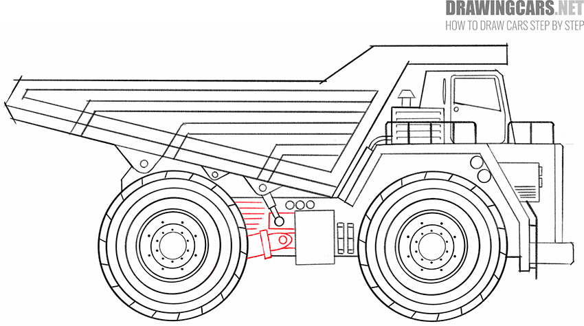 how to draw a dump truck easy