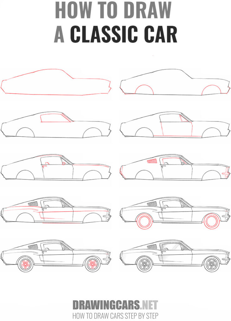 How to Draw a Classic Car Car Drawing Tutorials