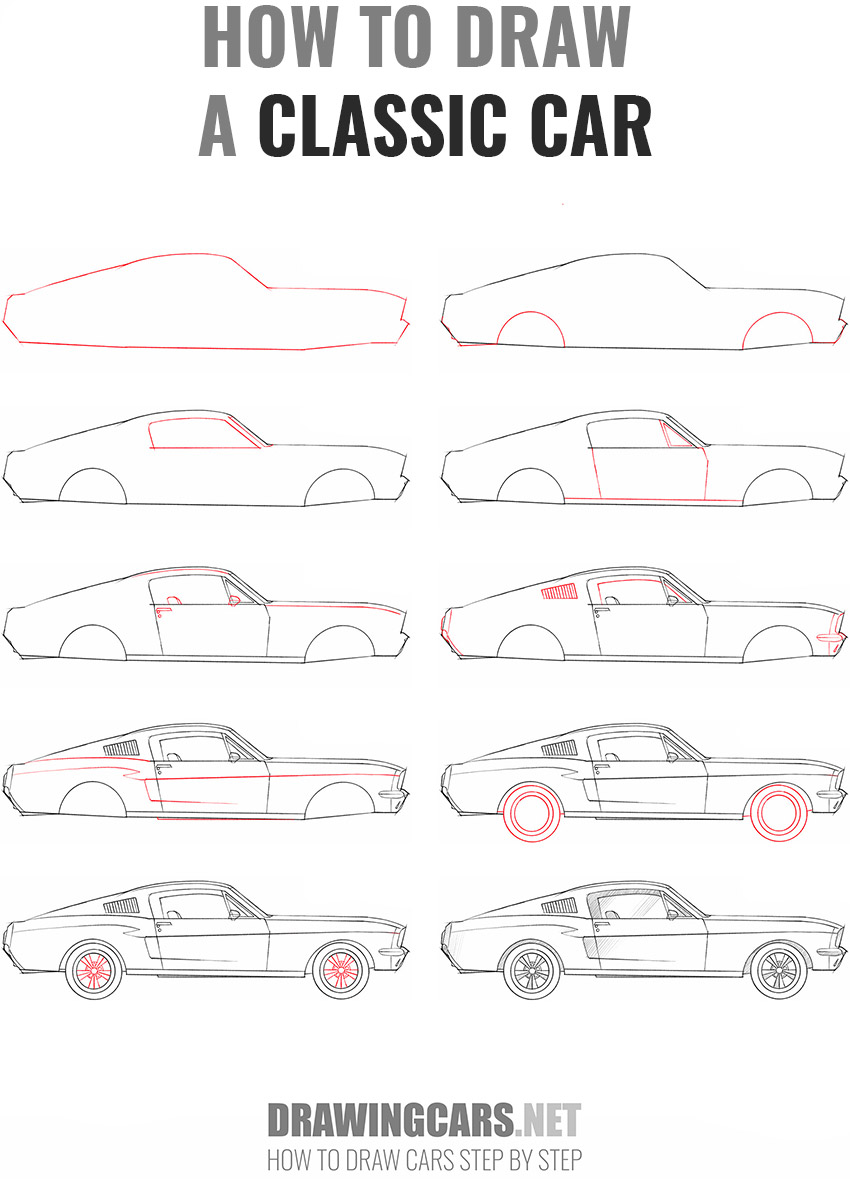 how to draw a CLASSIC CAR