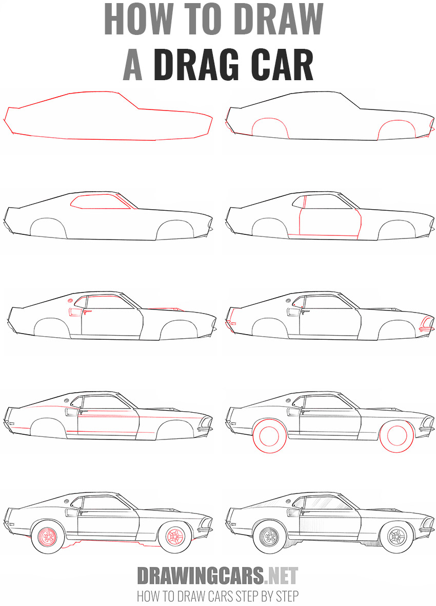how to draw a DRAG CAR