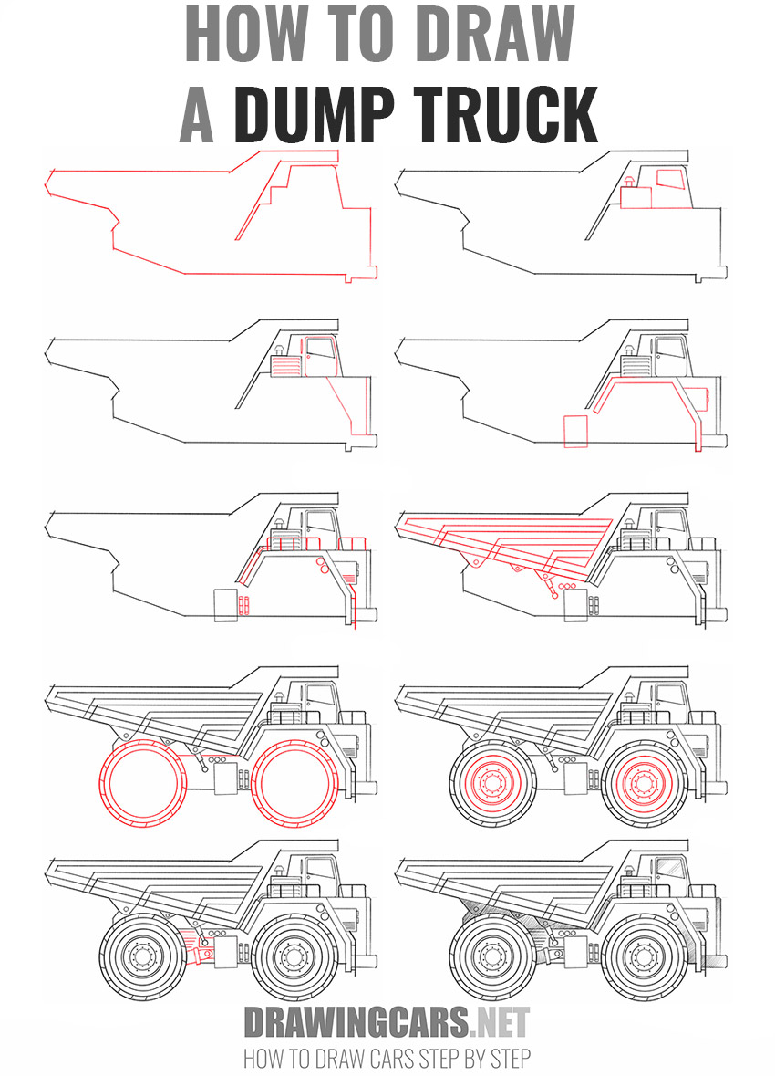 How to draw a DUMP TRUCK