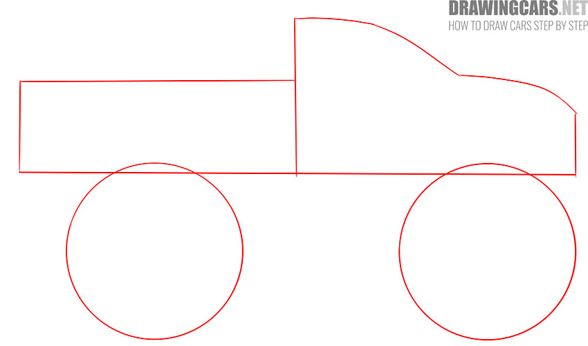 How to Draw a Monster Truck for Beginners step by step