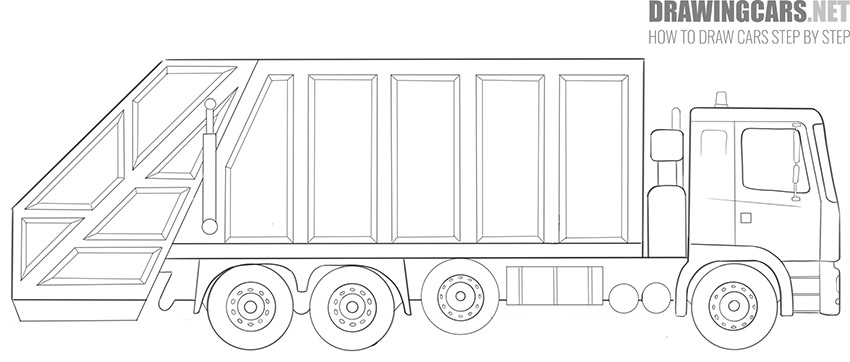How to Draw a Garbage Truck For Beginners