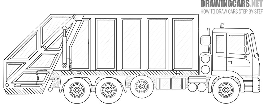 How to Draw a Garbage Truck