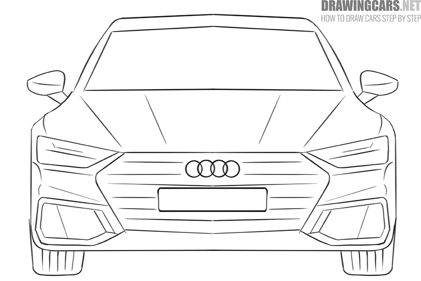 How to draw a Car from the Front for beginners