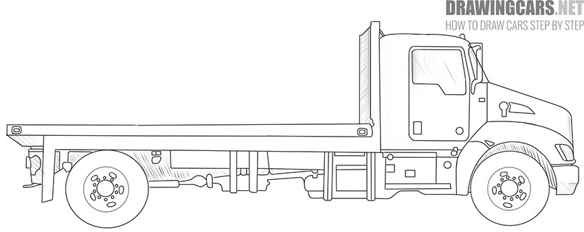 How to draw a Flatbed Truck