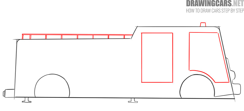 how to draw a Fire Truck for beginners step by step