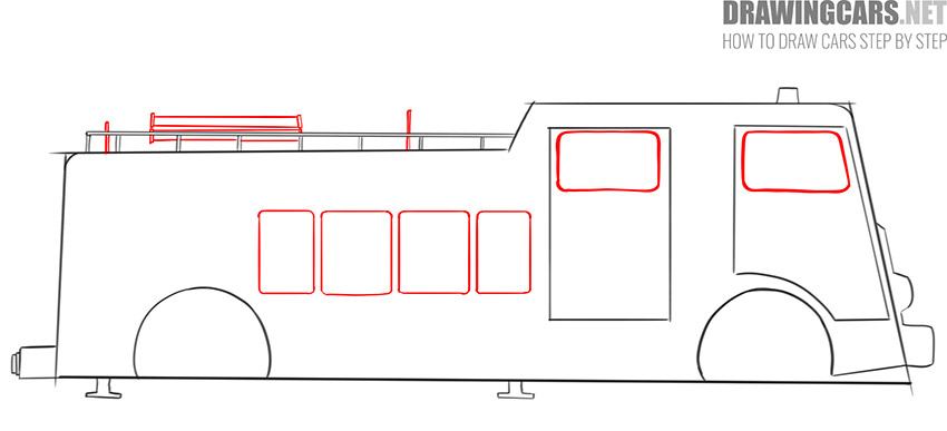 how to draw a Fire Truck for beginners instruction