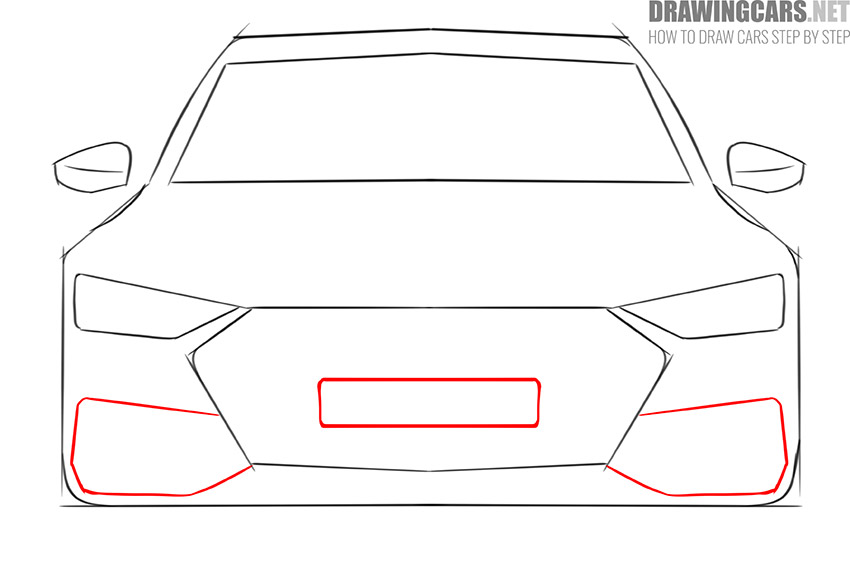 How to draw a Car from the Front for beginners guide