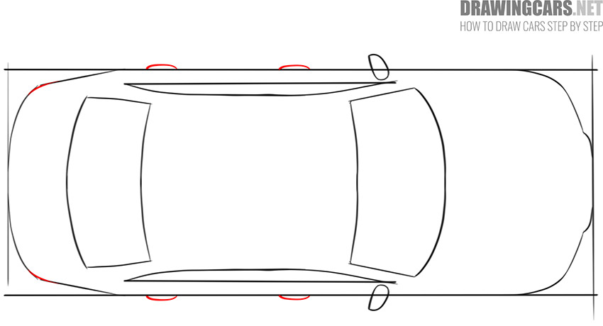 How to draw a Car from the Top for beginners drawing