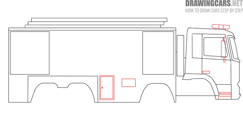 how to draw a FIRE TRUCK quickly