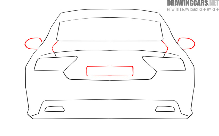 How to Draw a Car from the back for beginners step by step