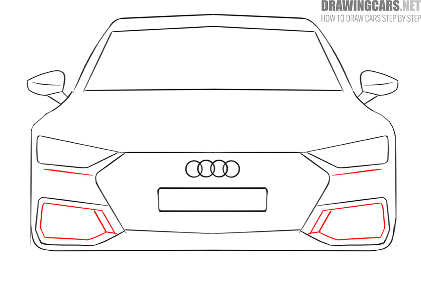 How to draw a Car from the Front for beginners lesson
