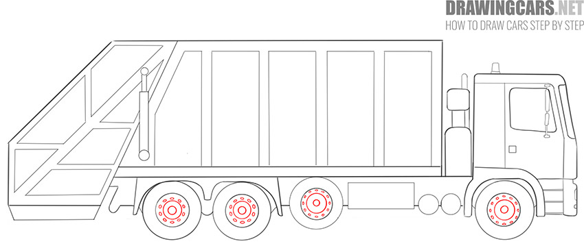 How to Draw a Garbage Truck For Beginners tutorial
