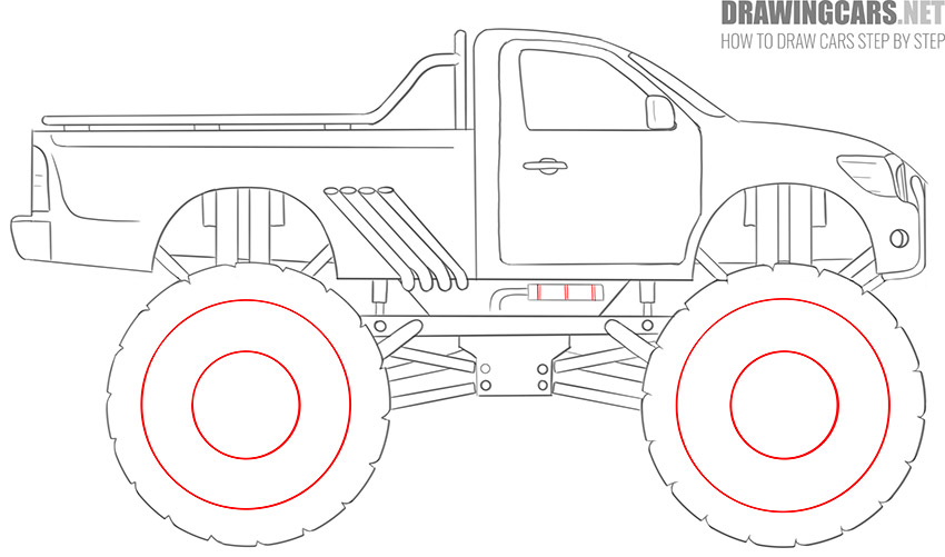 How to Draw a Monster Truck for Beginners tutorial