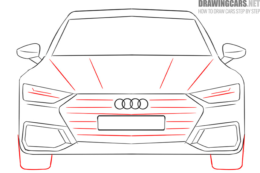 How to draw a Car from the Front for beginners simple