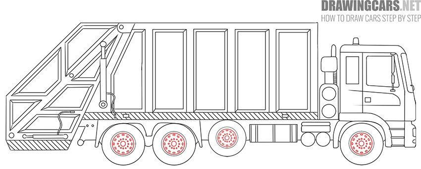 How to Draw a Garbage Truck easy