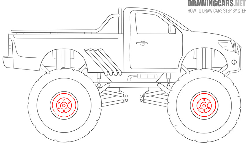 How to Draw a Monster Truck for Beginners lesson