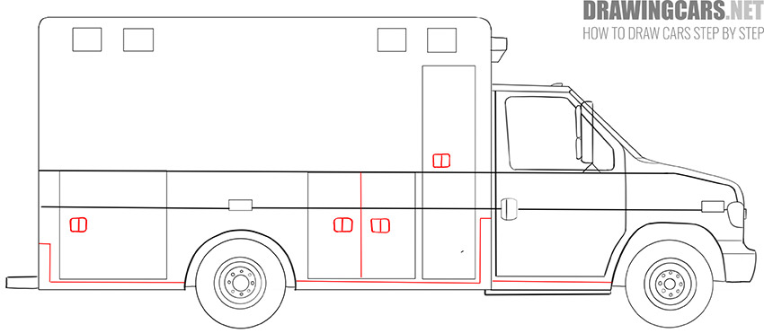 How to Draw an Ambulance Truck step by step