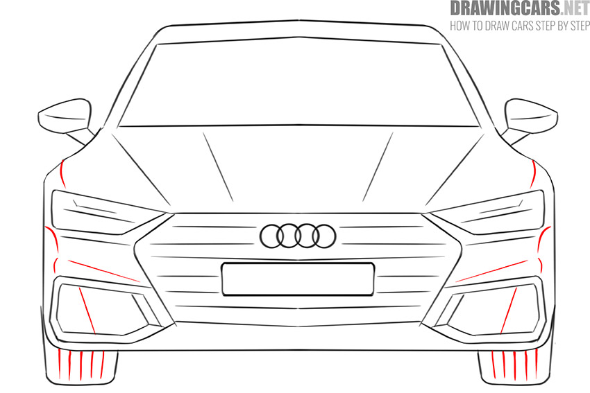 How to draw a Car from the Front for beginners easy