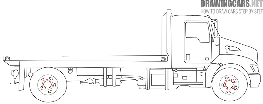 How to draw a Flatbed Truck step by step