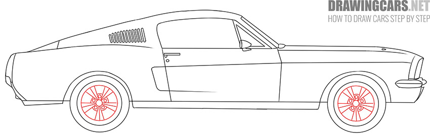How to draw a classic muscle car step by step