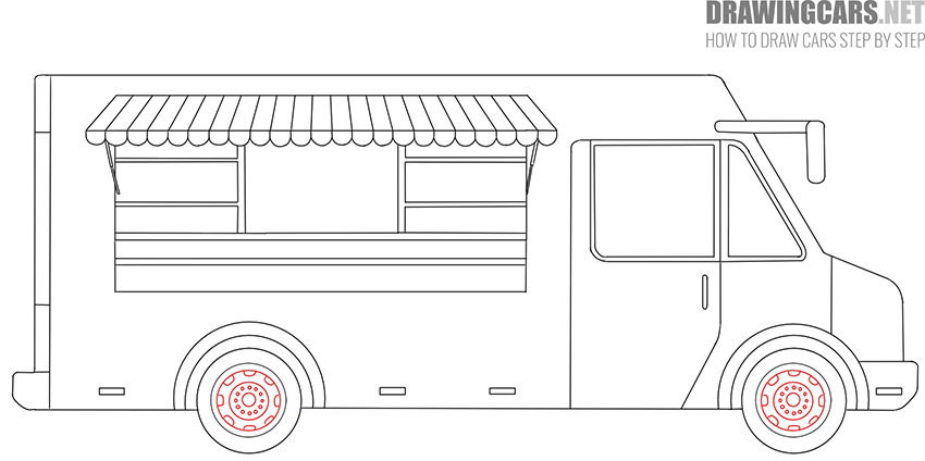How to draw a food car step by step