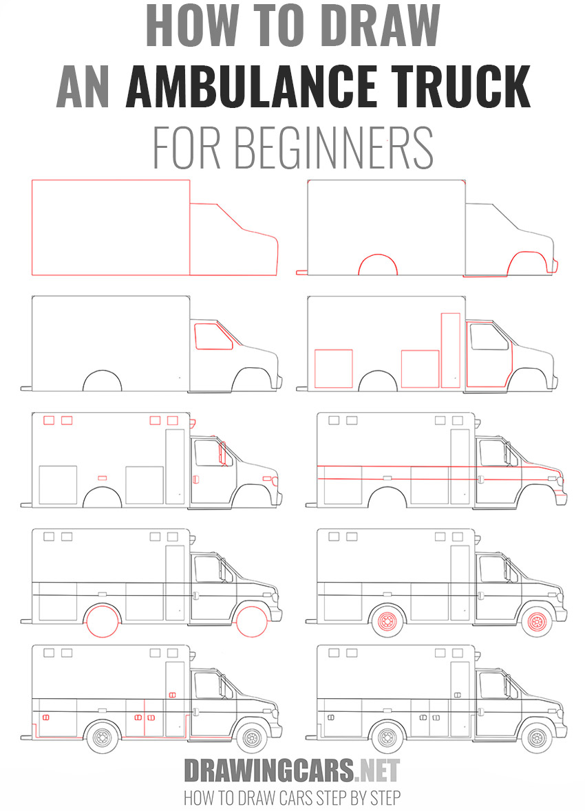 how to draw a AMBULANCE TRUCK For beginners