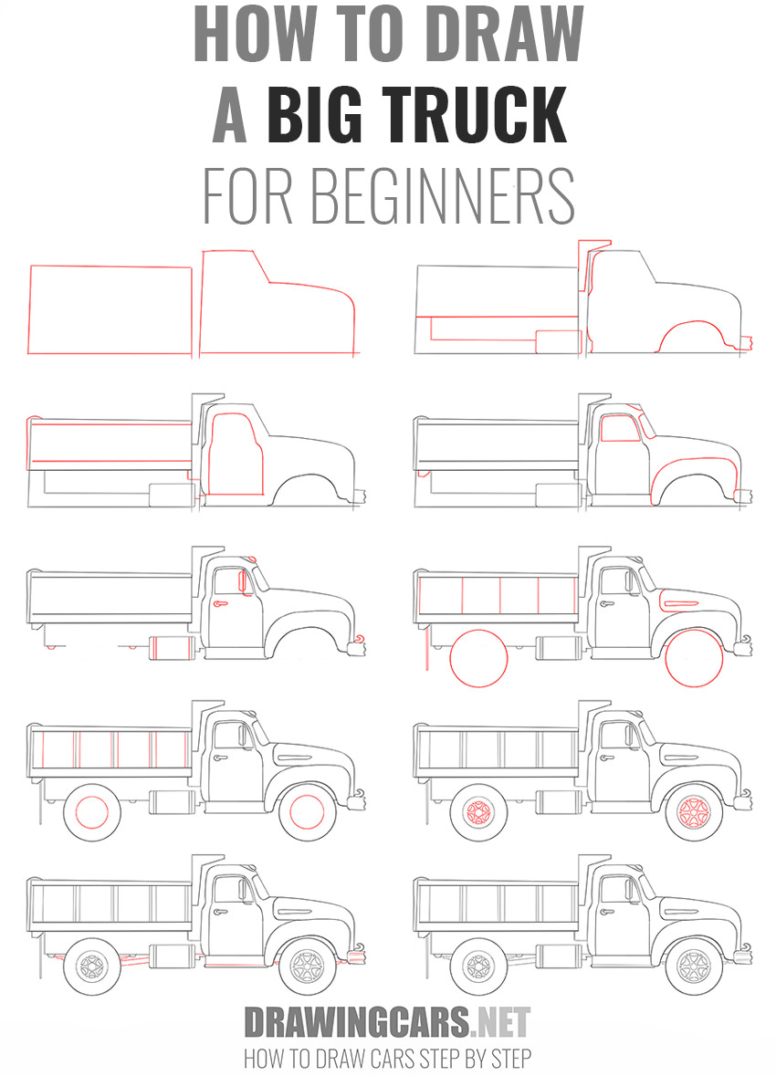 How to draw a big truck for beginners