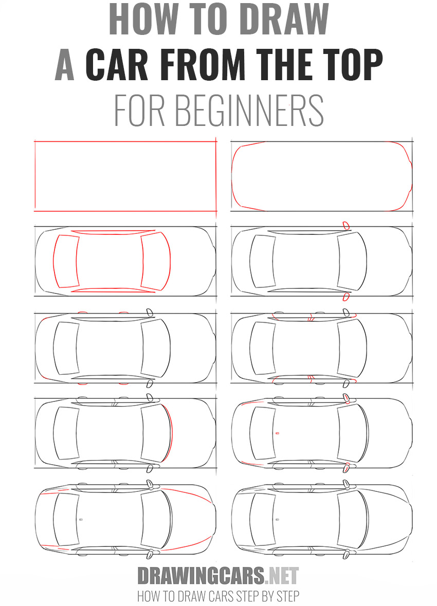 how to draw a CAR FROM THE TOP For beginners