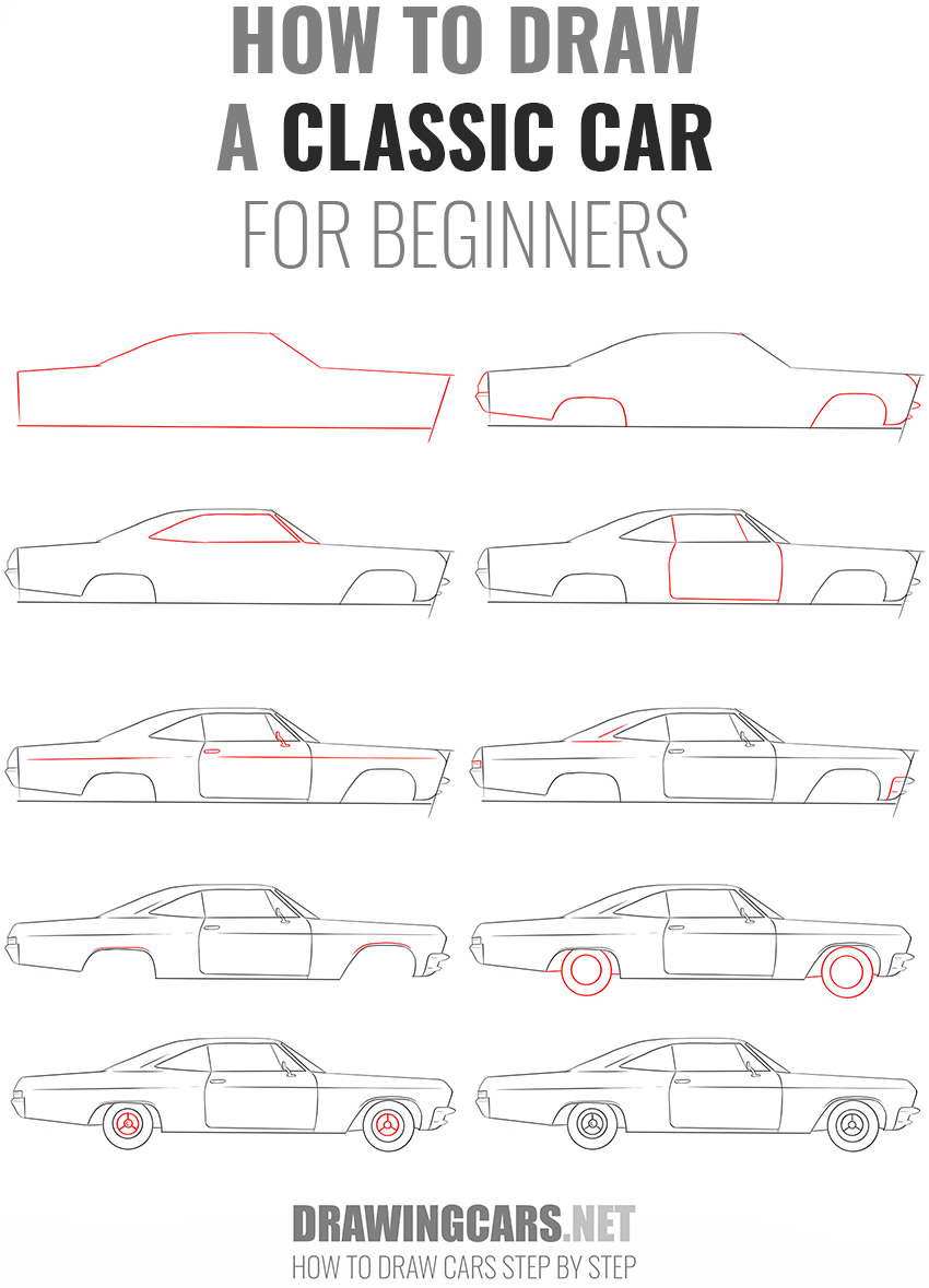 how to draw a CLASSIC CAR For beginners