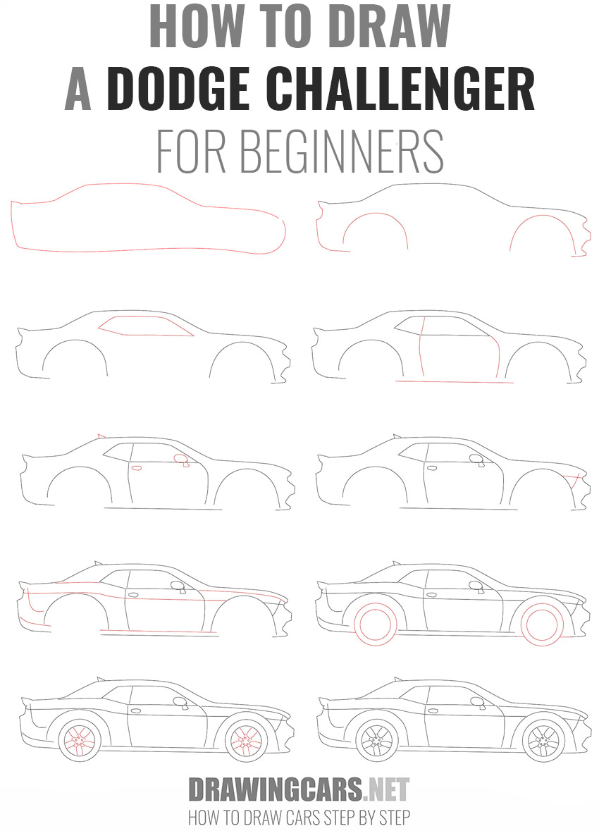 how to draw a DODGE CHALLENGER beginners