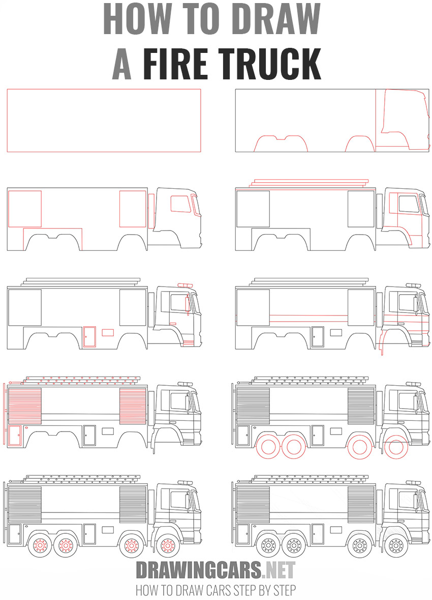how to draw a Fire Truck