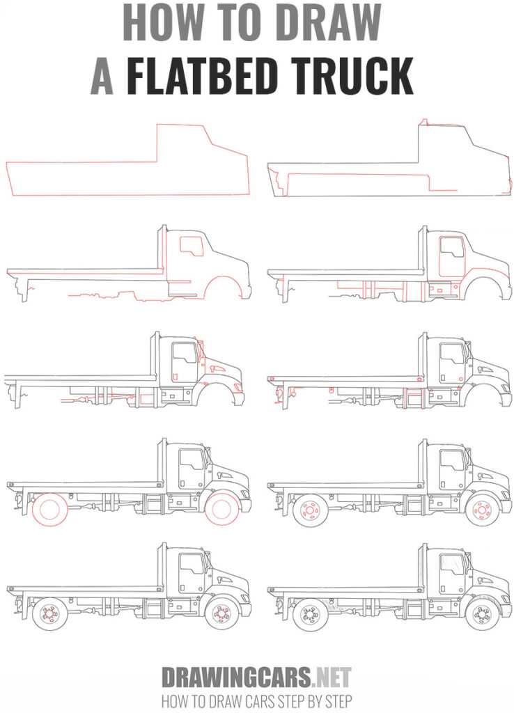How to Draw a Flatbed Truck Car Drawing Tutorials