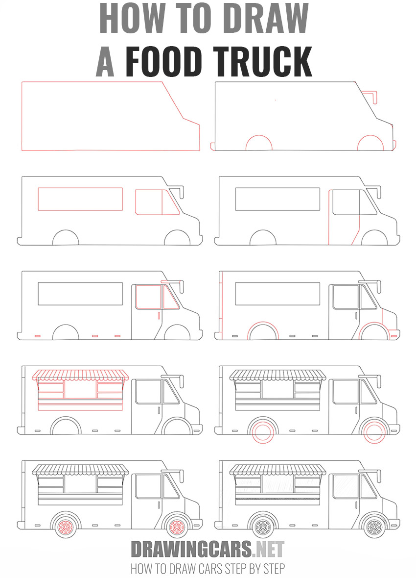 how to draw a food truck