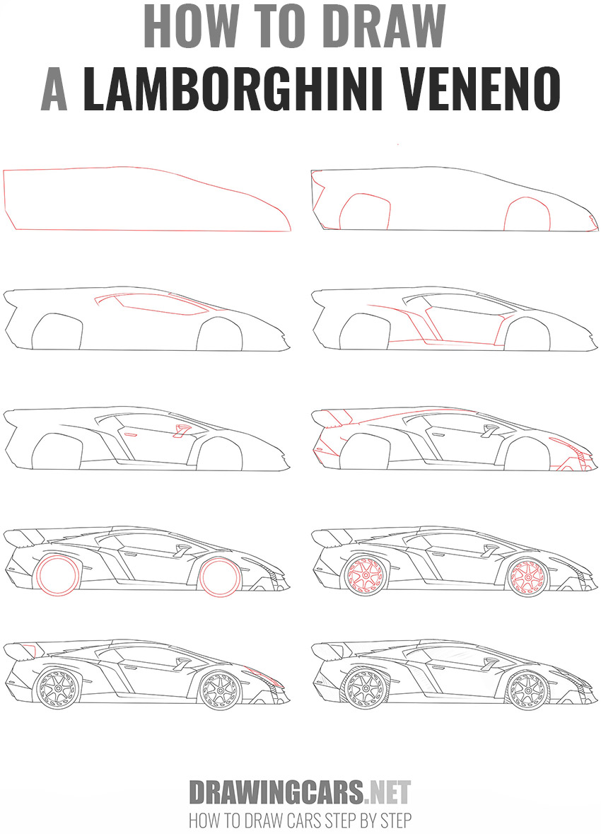 how to draw a Lamborghini veneno
