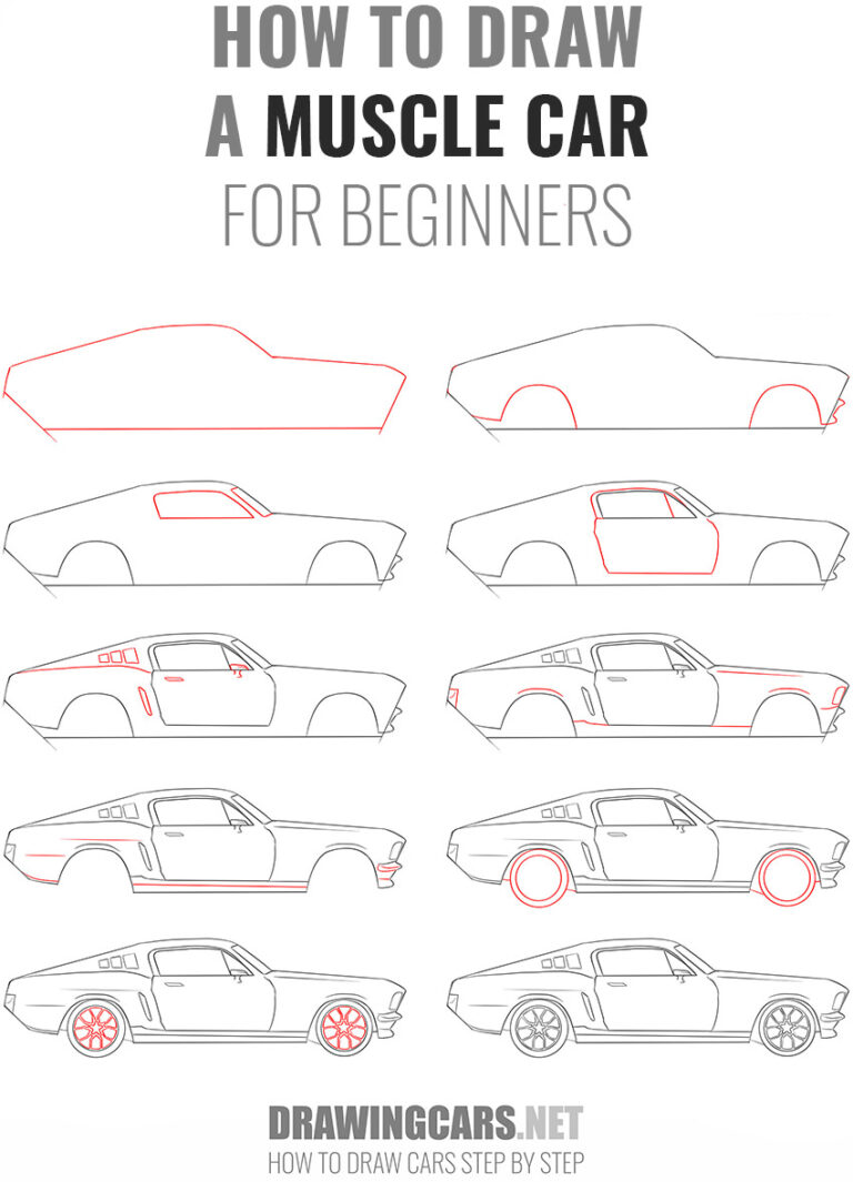 How to Draw a Muscle Car for Beginners Car Drawing Tutorials