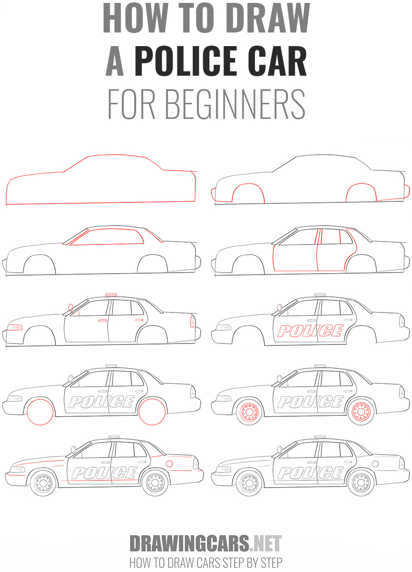 how to draw a POLICE CAR For beginners