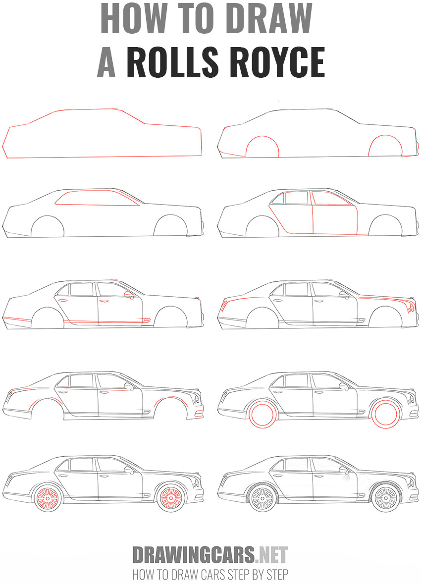 how to draw a ROLLS ROYCE
