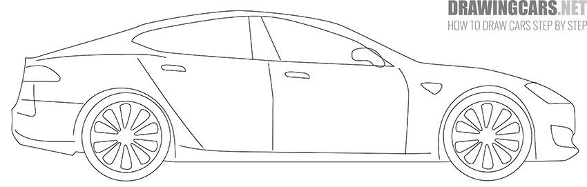 How to Draw a Tesla model S for Beginners