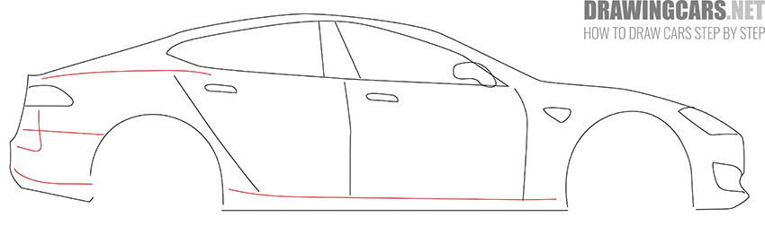 How to Draw a Tesla model S for Beginners tutorial