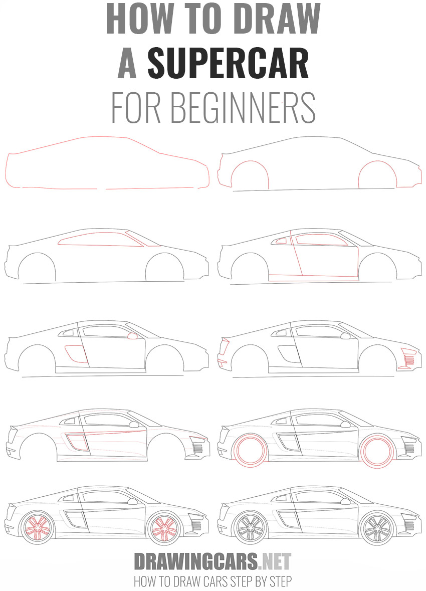 how to draw a SUPERCAR beginners