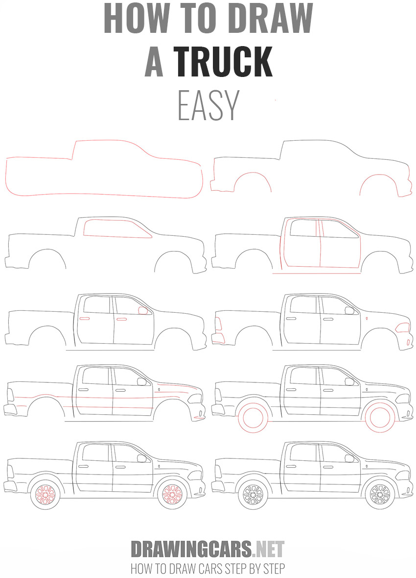 how to draw a TRUCK EASY