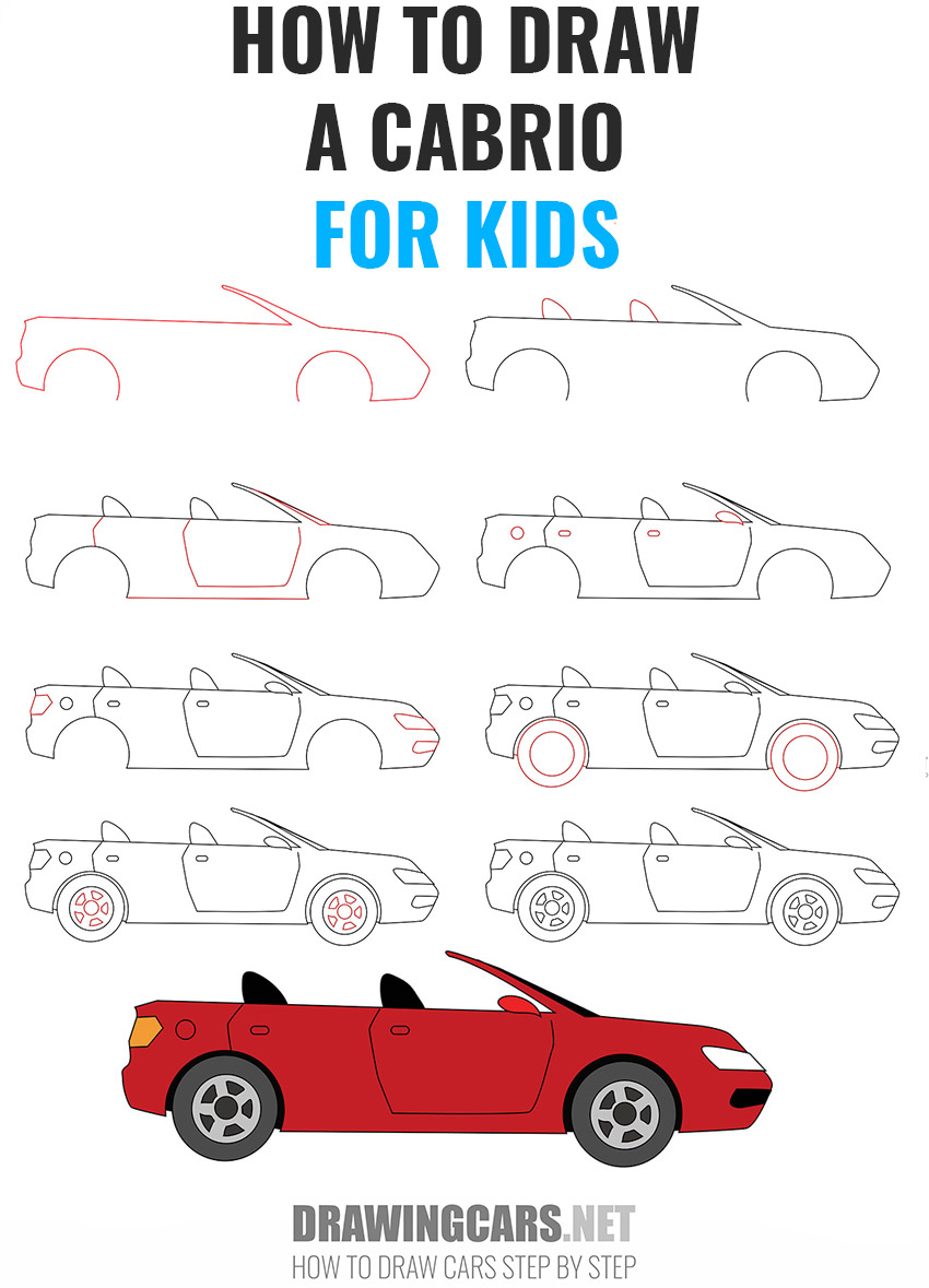 How to Draw a Cabrio step by step