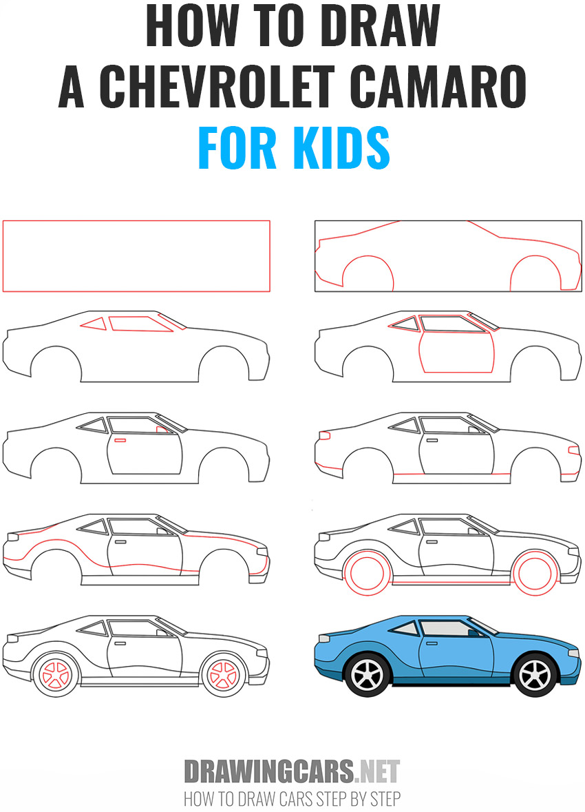 How to Draw a Chevrolet Camaro step by step