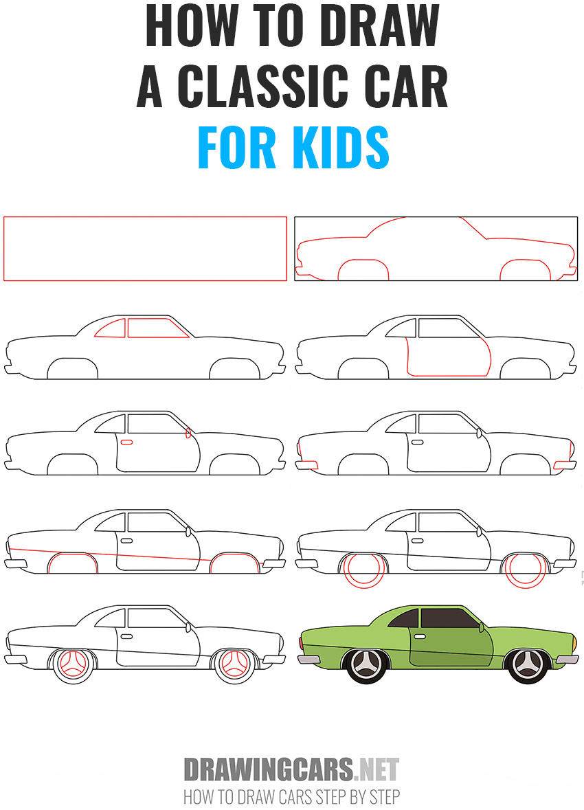 How to Draw a Classic Car for step by step