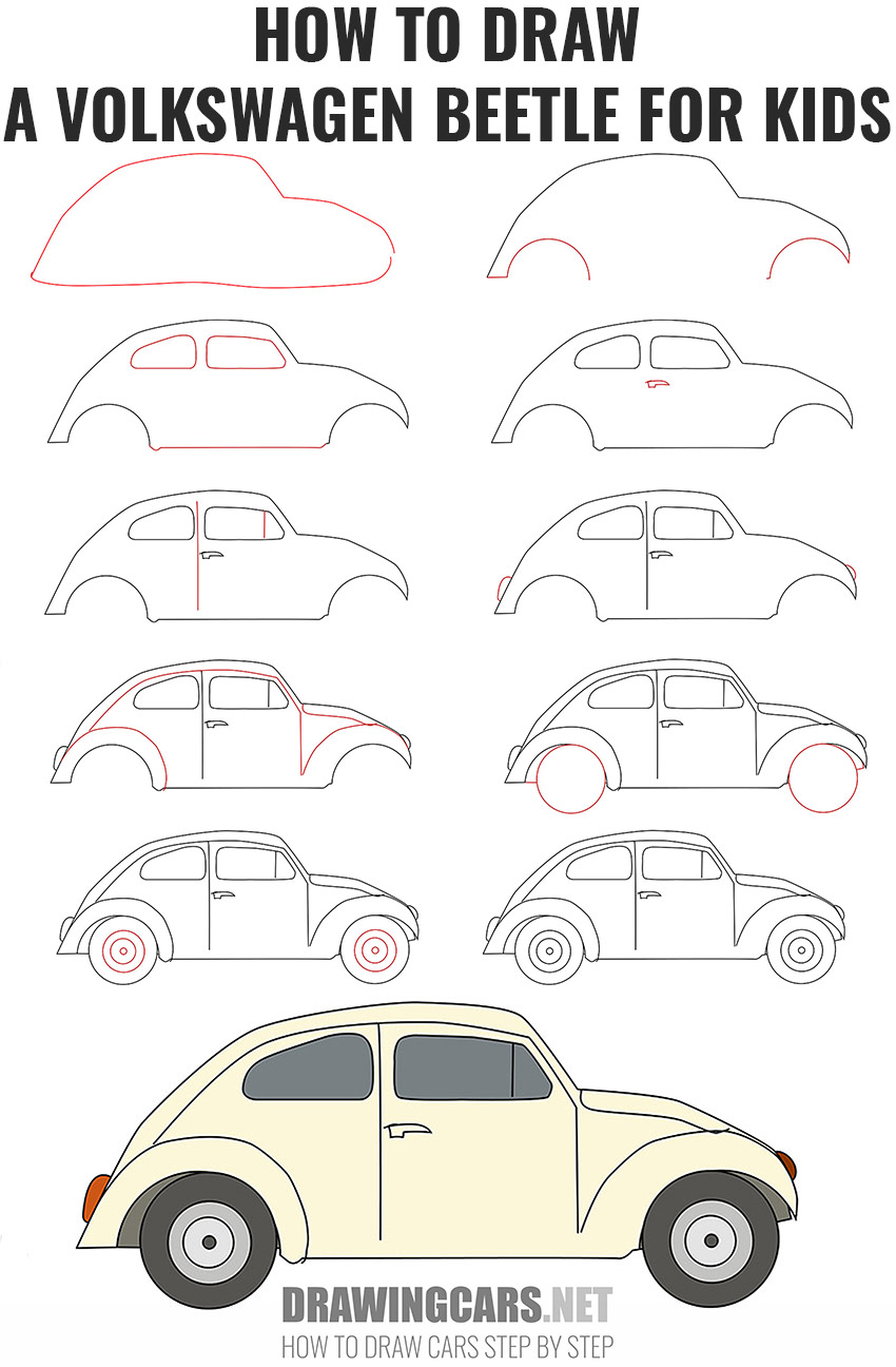 how to draw a volkswagen beetle step by step