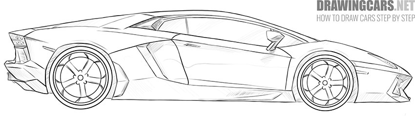Lamborghini Aventador drawing step by step