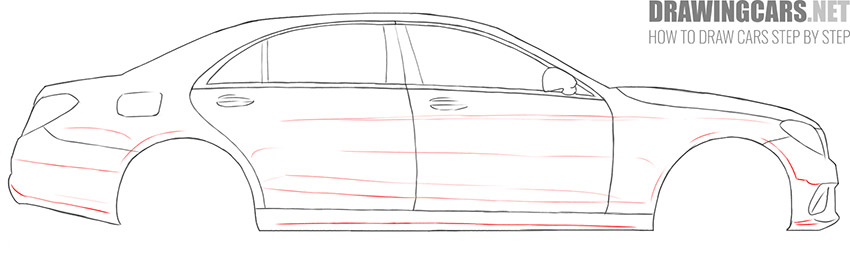 How to Draw Mercedes-Benz S-Class simple