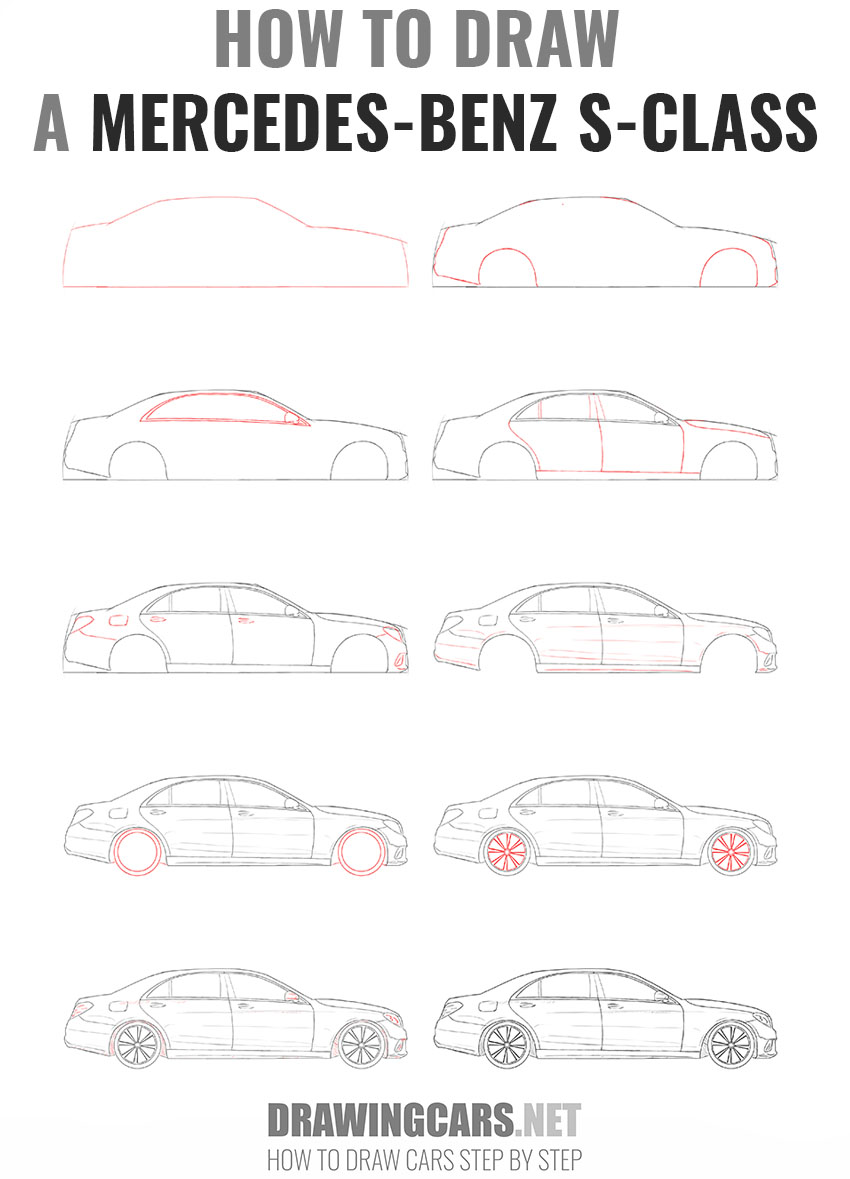 How to Draw Mercedes-Benz S-Class step by step